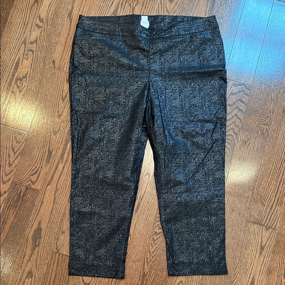Chico's Black and Gray Patterned Pants